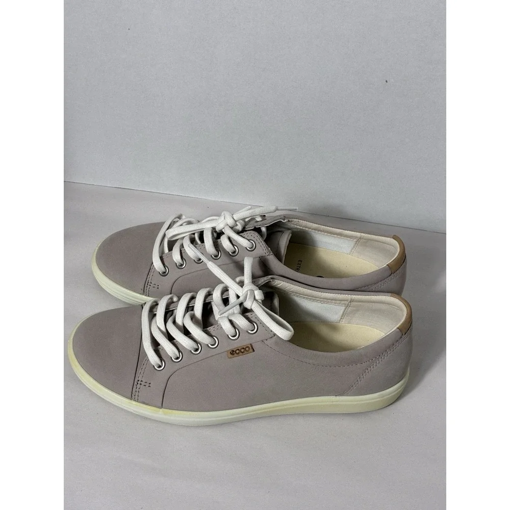 ECCO Women's Soft 7  Grey Rose Nubuck  US 8-8.5 Extra Wide Lace Up Athletic Golf